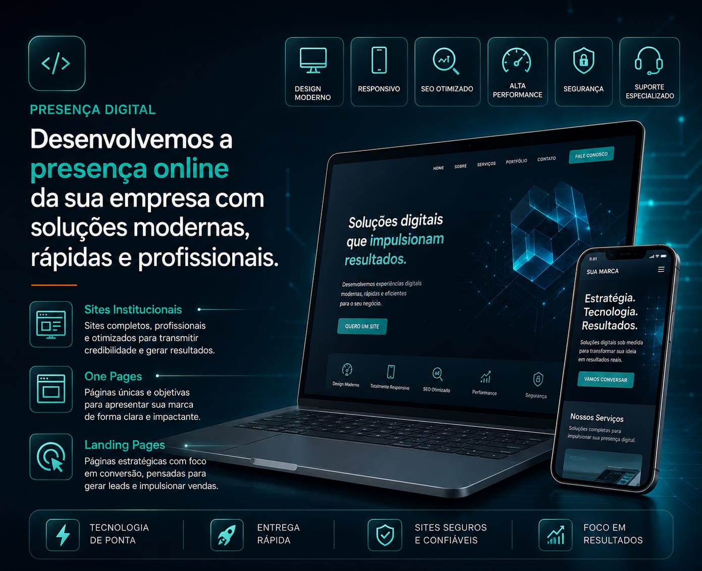 Projeto de site institucional desenvolvido pela Row Soluções Web